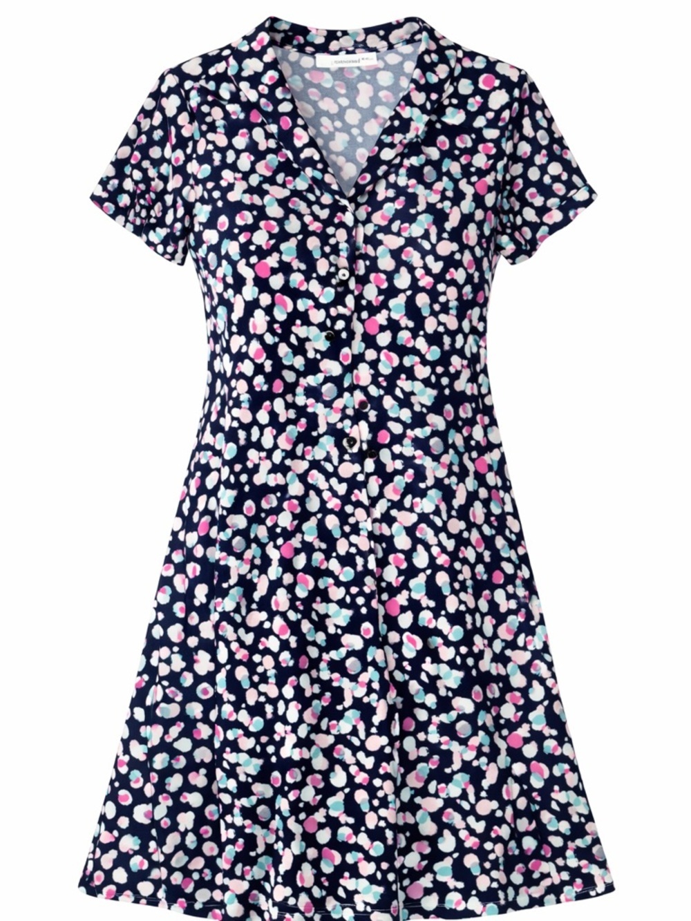 One the land Flowy A-Line Dress Size S Navy Confetti Print Pockets Cute Casual